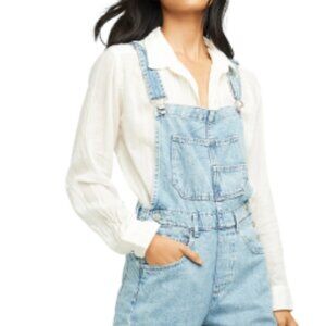 NWT Free People Ziggy Denim Overalls MEDIUM Powder Blue